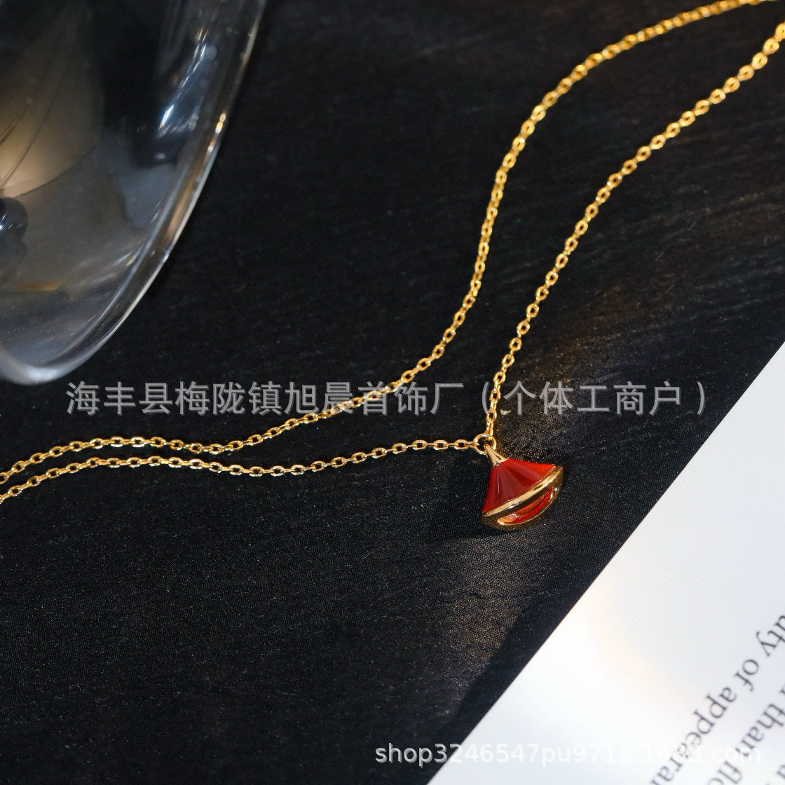 New High Version Plated Mi Gold CNC Seiko Skirt Bracelet High White Fritillaria Fan-shaped Bracelet for Women Light Luxury All-match