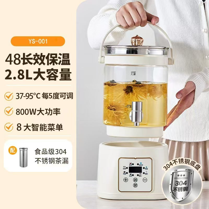 Milian Glass Health-Preserving Teapot, Automatic Tea Brewing Pot, Constant Temperature Teapot, Electric Tea Pot for Home Use, Electric Flower Tea Pot