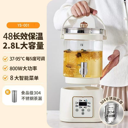Milian Glass Health-Preserving Teapot, Automatic Tea Brewing Pot, Constant Temperature Teapot, Electric Tea Pot for Home Use, Electric Flower Tea Pot
