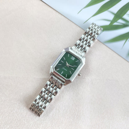 2025 New Light Luxury Steel Band Women's Watch Female Student Fashion Simple Square Quartz Watch Wholesale