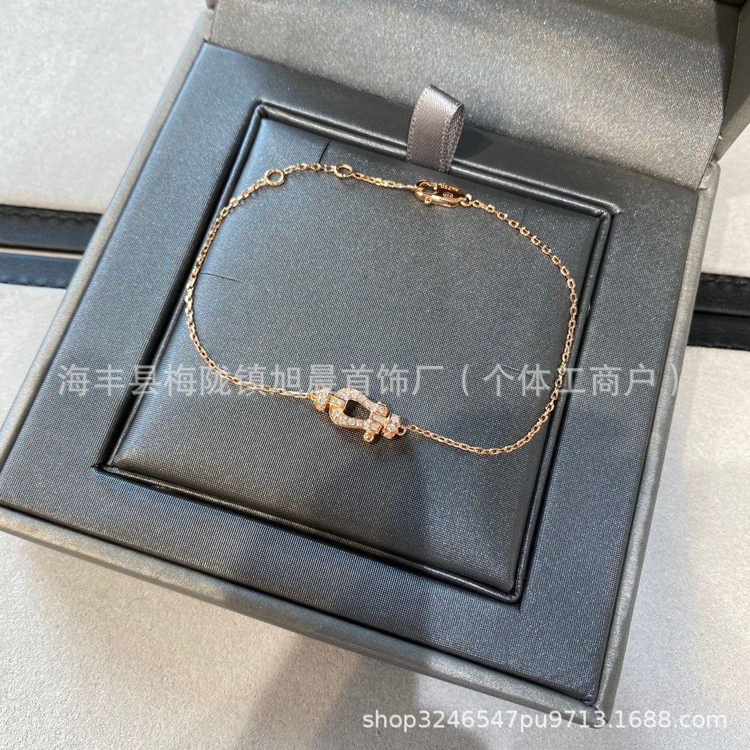 Fred Horseshoe Mini small size Full of Diamond Gifts Ins Lucky Small Bracelet Nautical Buckle Bracelet Necklace