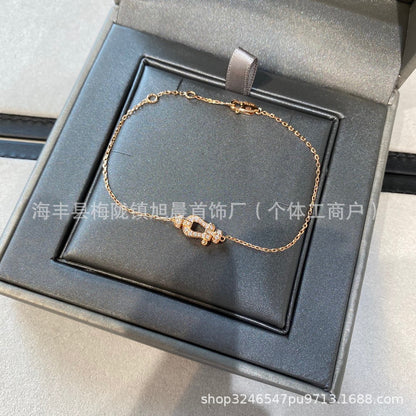 Fred Horseshoe Mini small size Full of Diamond Gifts Ins Lucky Small Bracelet Nautical Buckle Bracelet Necklace