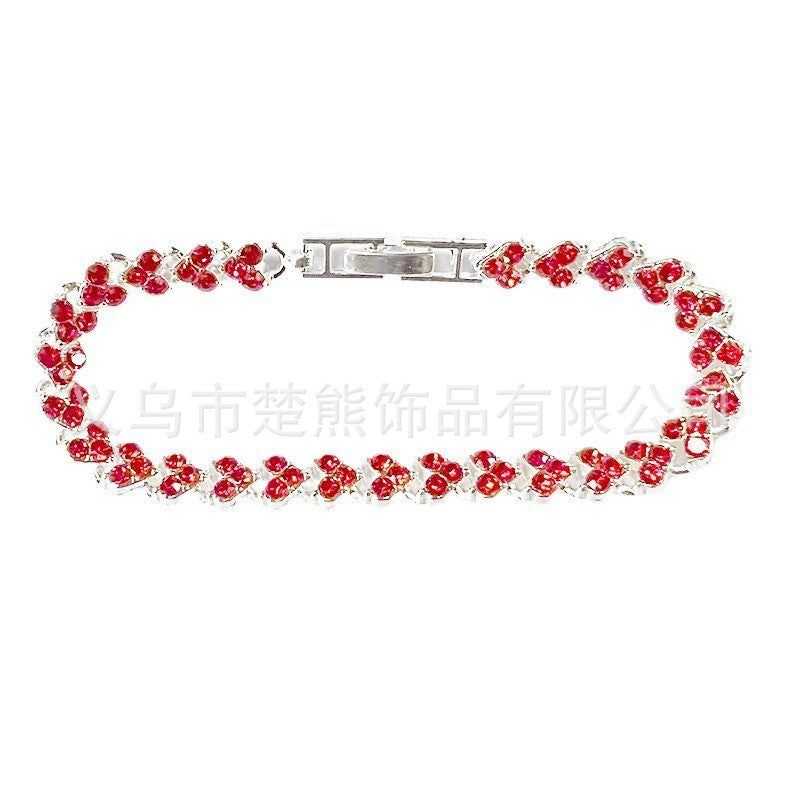 Wish Popular Heart-Shaped Diamond-Plated Silver-Plated Roman Bracelet Girls Fashion Crystal Bracelet Bracelet Bracelet