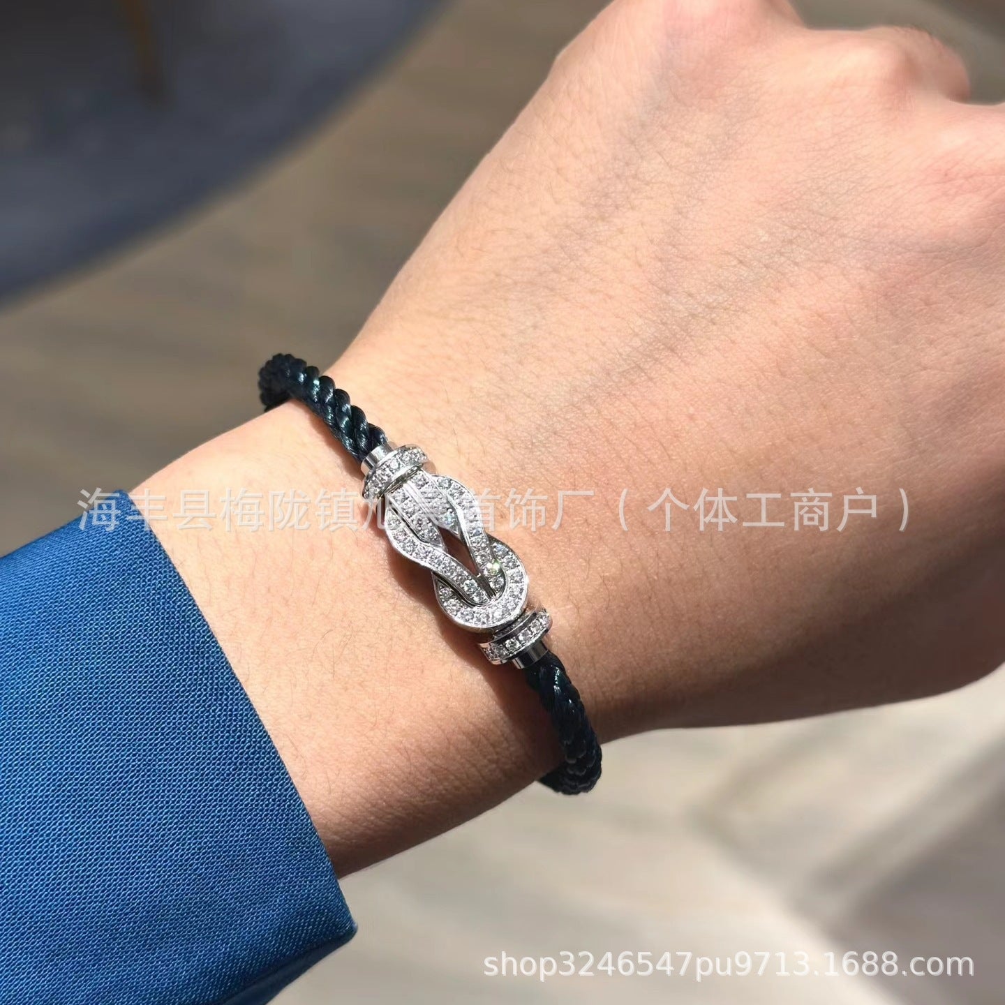 New Trendy Ins Black Samurai Black Couple's Year Horseshoe Buckle Steel Rope Bracelet Bracelet Men's Bracelet