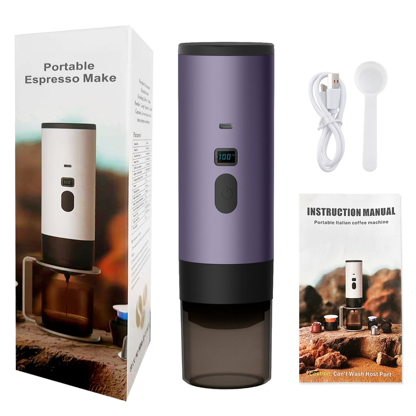Cross-border portable capsule coffee machine automatic wireless heating small household outdoor portable coffee machine wholesale