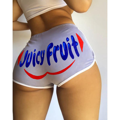 S390076 Amazon Hot Selling European and American Clothing Sexy Tight Shorts Letter Printed Popular Shorts Yoga Pants