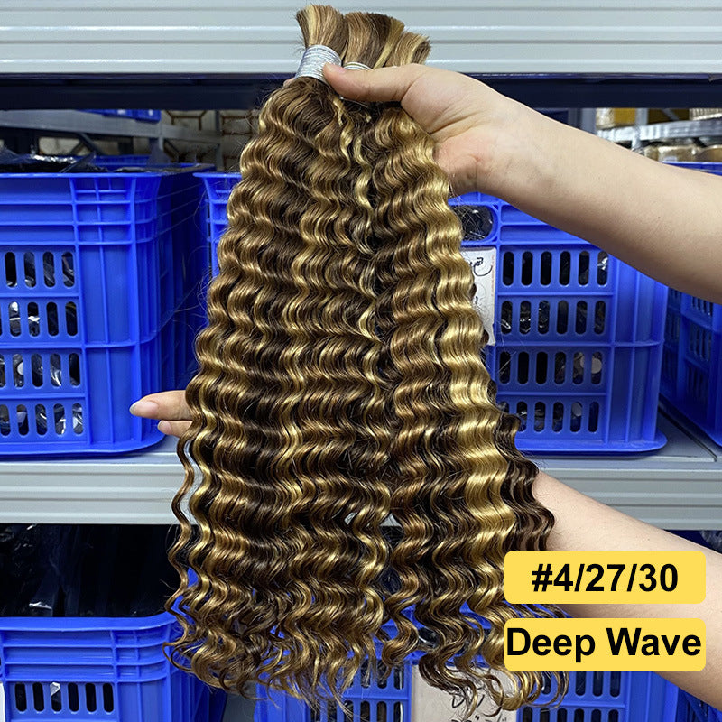 Wig Real Human Hair Hair Handle Hair Bundle P4/27/30Bulk Hair Human Hair European and American Cross-Border Wig