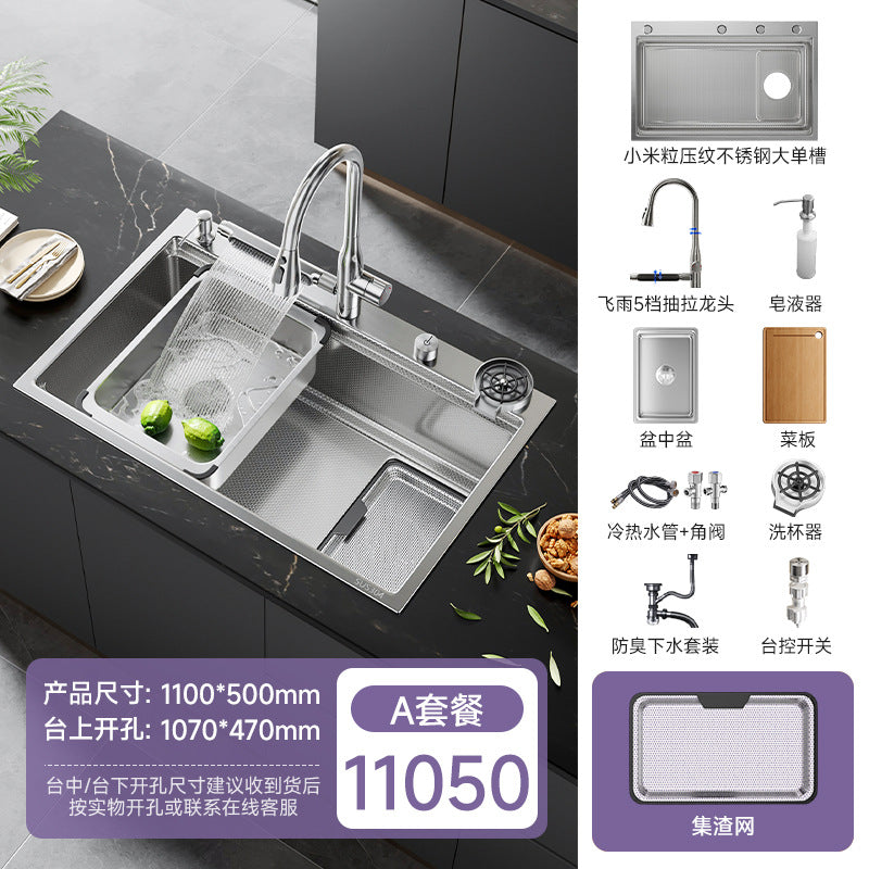 Dishwasher Replacement Extra-Large Single-Slot 304 Stainless Steel Sink Kitchen Dishwashing Sink Vegetable Washing Basin