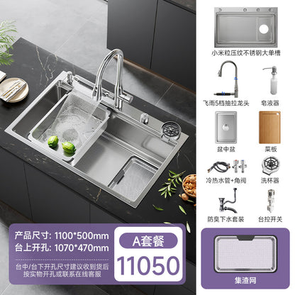 Dishwasher Replacement Extra-Large Single-Slot 304 Stainless Steel Sink Kitchen Dishwashing Sink Vegetable Washing Basin