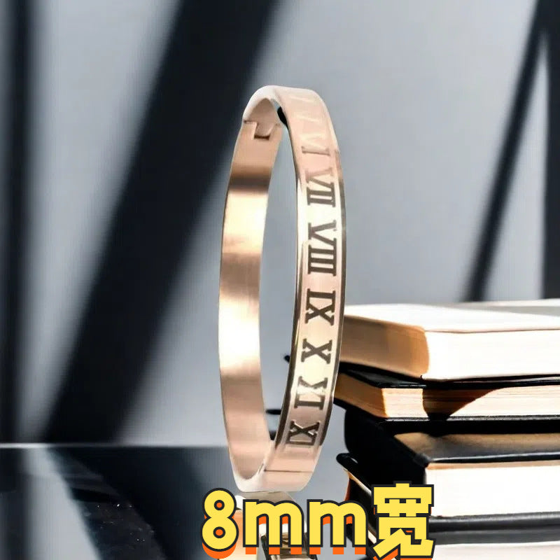 Cross-border Stainless Steel Bracelet Women's High-grade Electroplated Circle Bracelet Diamond Light Luxury Titanium Steel Fashion Jewelry