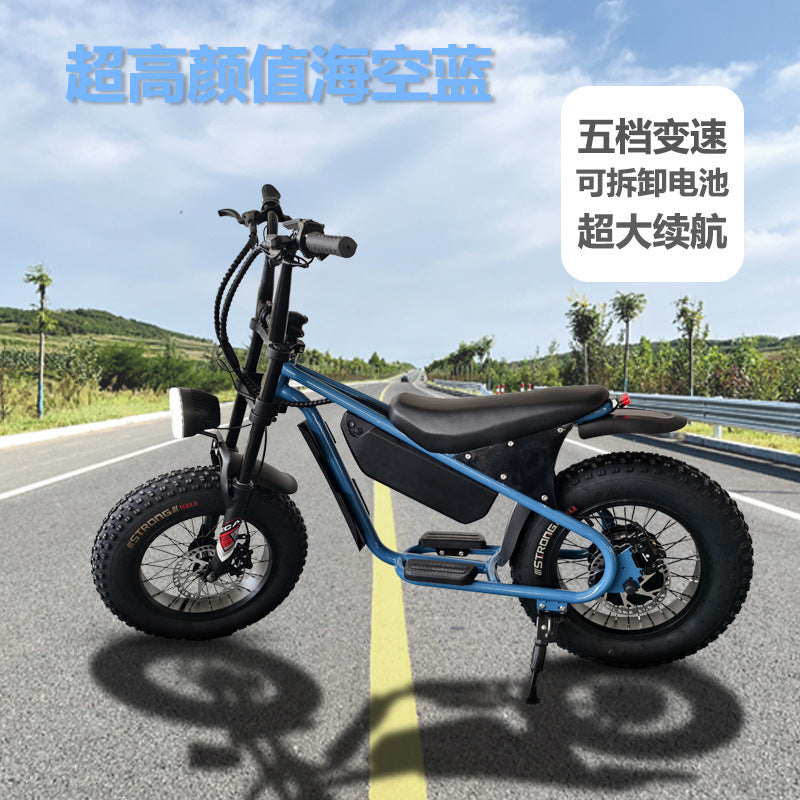 16inch Retro Wide Tire Electric Bicycle for Commuting to Work, Adult Foldableable Electric Bicycle, Off-Road Fat Tire Electric Bicycle