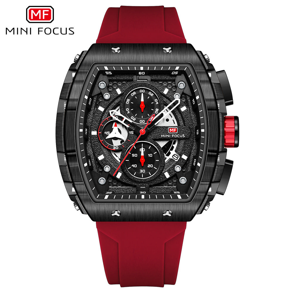 Mini Focus Brand Watch Outdoor Style Barrel Men's Watch Curved Mirror Gradient Cut Out Men's Watch 0399g