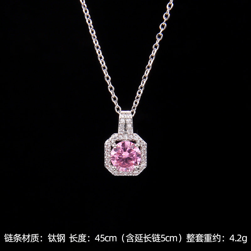 Set of Zircon Cross-Border Aliexpress Crystal Square Diamond Full Diamond Perfume Bottle Necklace Women's Jewelry Earrings Hot Selling Earrings