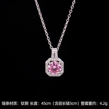 Set of Zircon Cross-Border Aliexpress Crystal Square Diamond Full Diamond Perfume Bottle Necklace Women's Jewelry Earrings Hot Selling Earrings