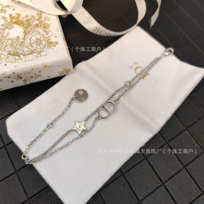 Seiko Edition D Home Cd Double Layer Bracelet Women's Edition with Lettering Casual No Hole Star Factory Wholesale