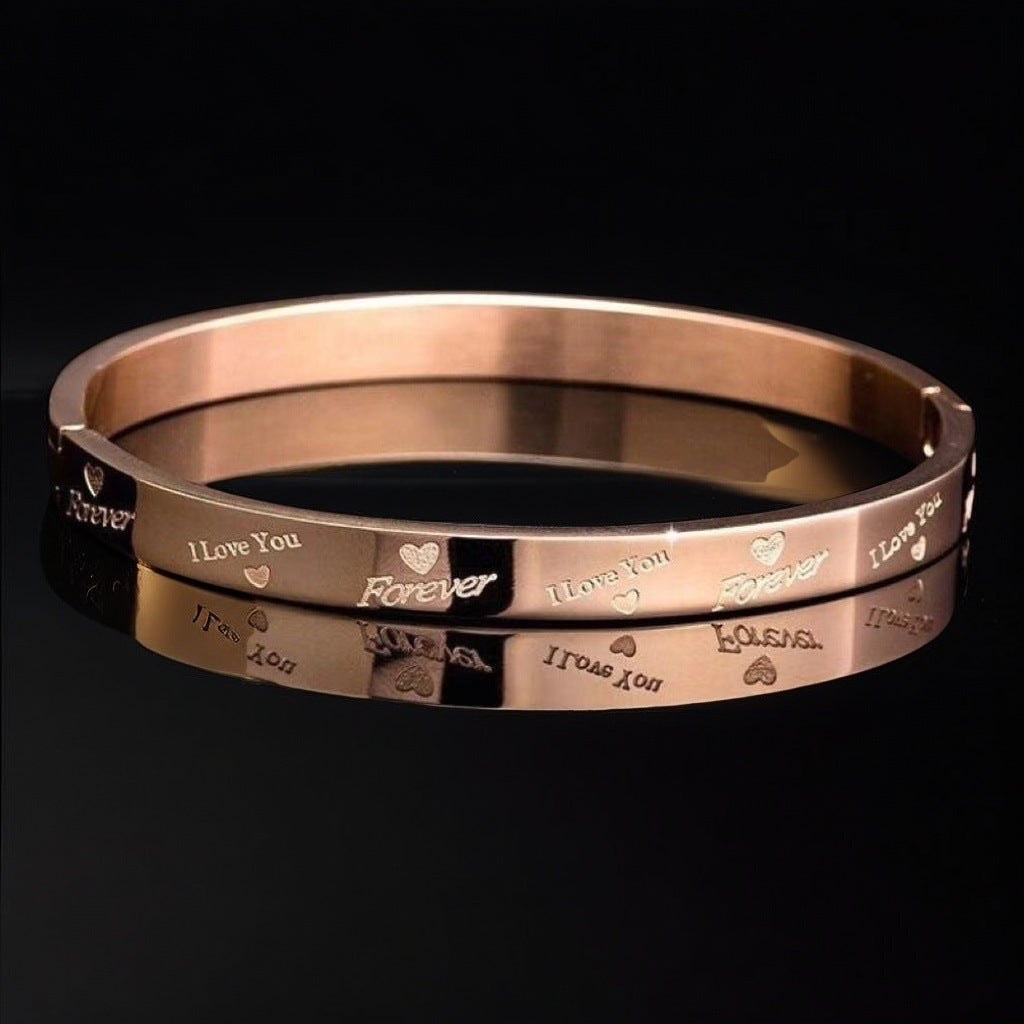 European and American Cross-Border Stainless Steel Bracelet, Titanium Steel Nail Bracelet for Women, Non-Fading, Simple, Versatile, Fashionable and Elegant Bracelet