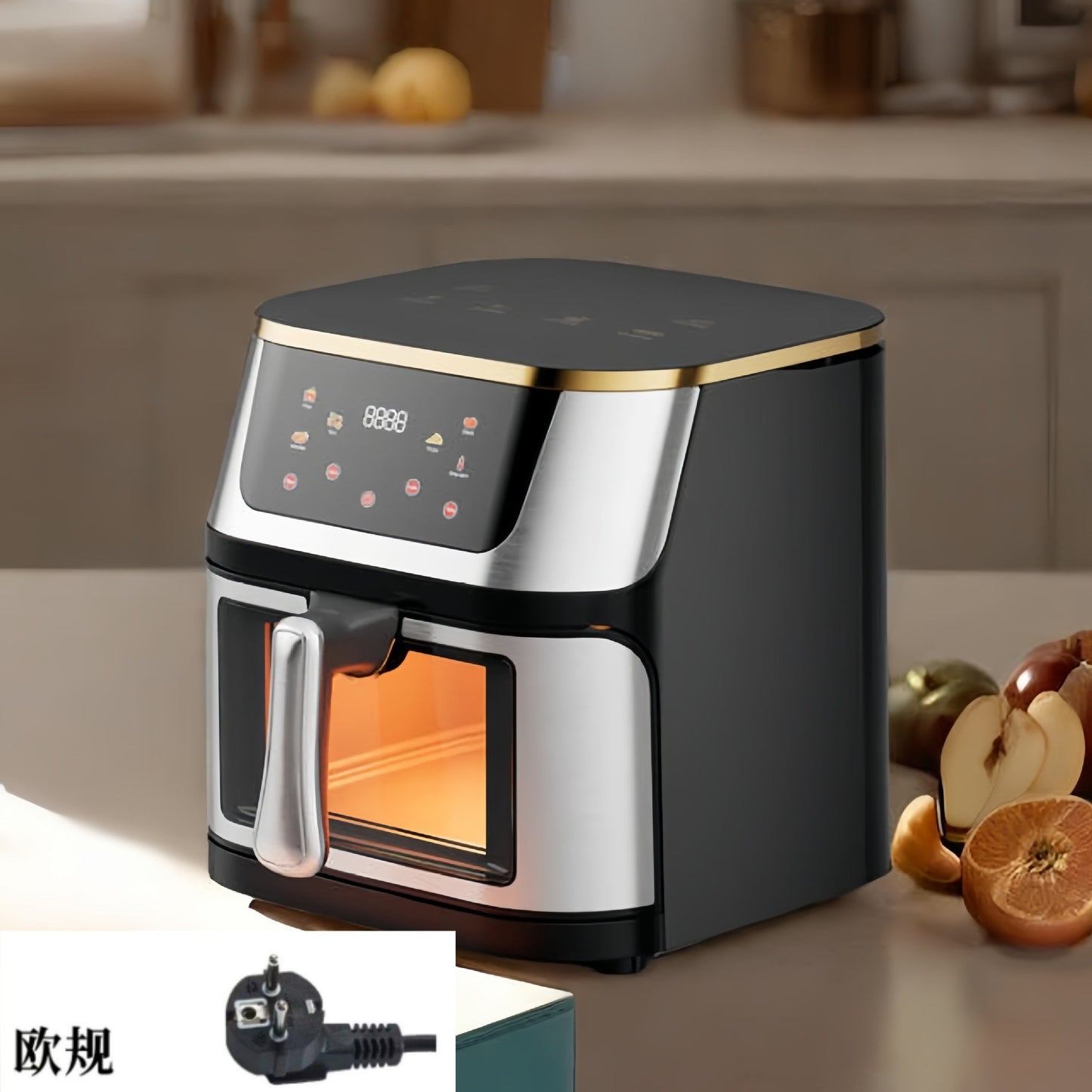 Air Fryer Stainless Steel Touch Computer Air Fryer Fried Chicken Fries Household Large Capacity Visual Electric Fryer