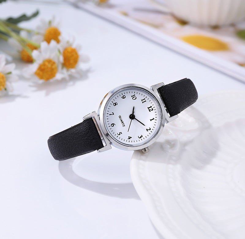 Cross-Border In-Stock Student Watches for Women, Niche Digital Thin Leather Strap Quartz Exam Ladies' Wholesale Student Electronic Watches
