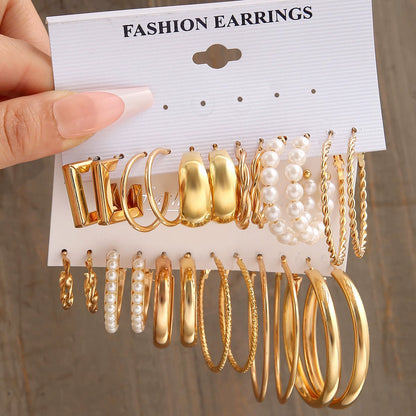 Jewelry Set New Cross-Border Hot European and American Hot Selling Imitation Pearl Alloy Jewelry Set (without Box)