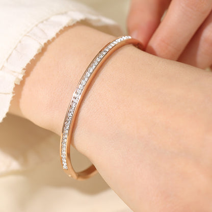 Cross-border Stainless Steel Bracelet Women's High-grade Electroplated Circle Bracelet Diamond Light Luxury Titanium Steel Fashion Jewelry