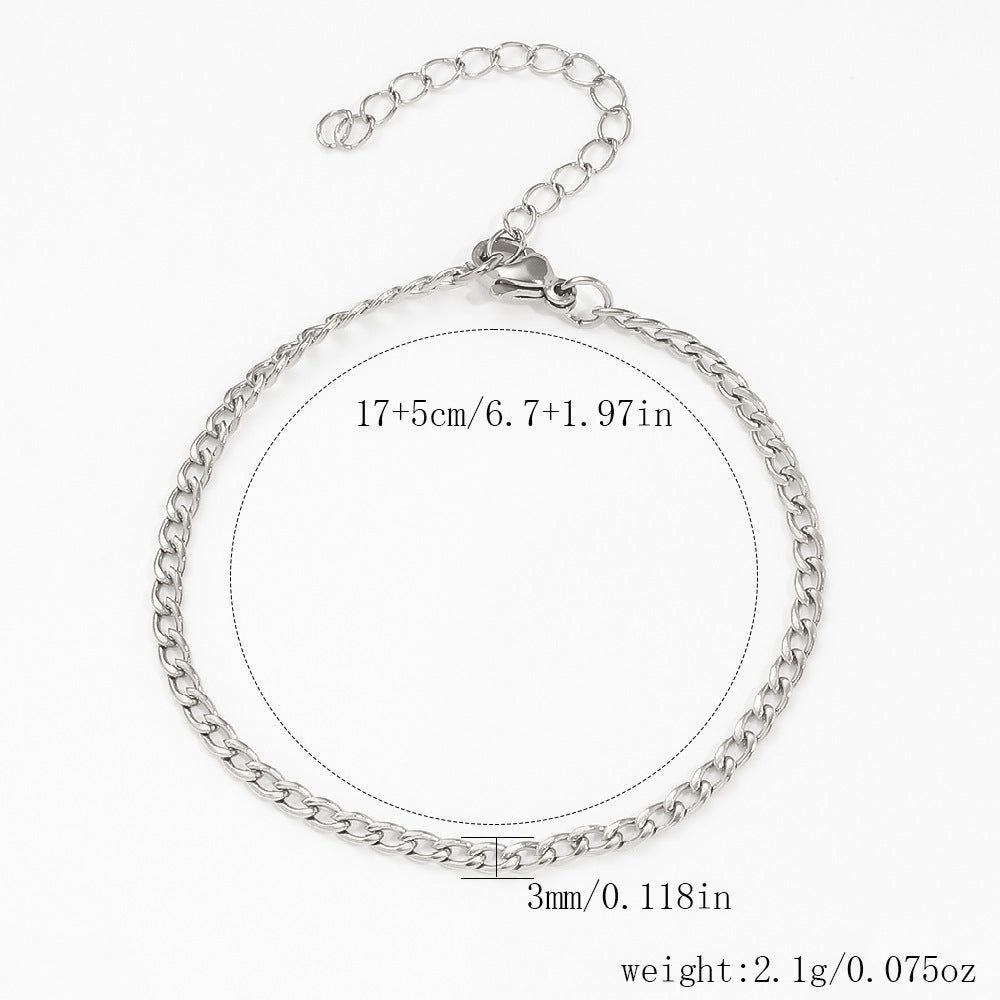 Stainless Steel Bracelet 18K Gold Vacuum Plating Furnace Versatile Simple Everyday Basic Bracelet Color-Preserving Jewelry