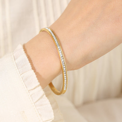 Cross-border Stainless Steel Bracelet Women's High-grade Electroplated Circle Bracelet Diamond Light Luxury Titanium Steel Fashion Jewelry