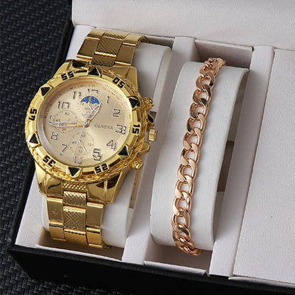 Factory direct sales calendar steel watch men's large dial quartz watch cross-border hot foreign trade men's watches wholesale