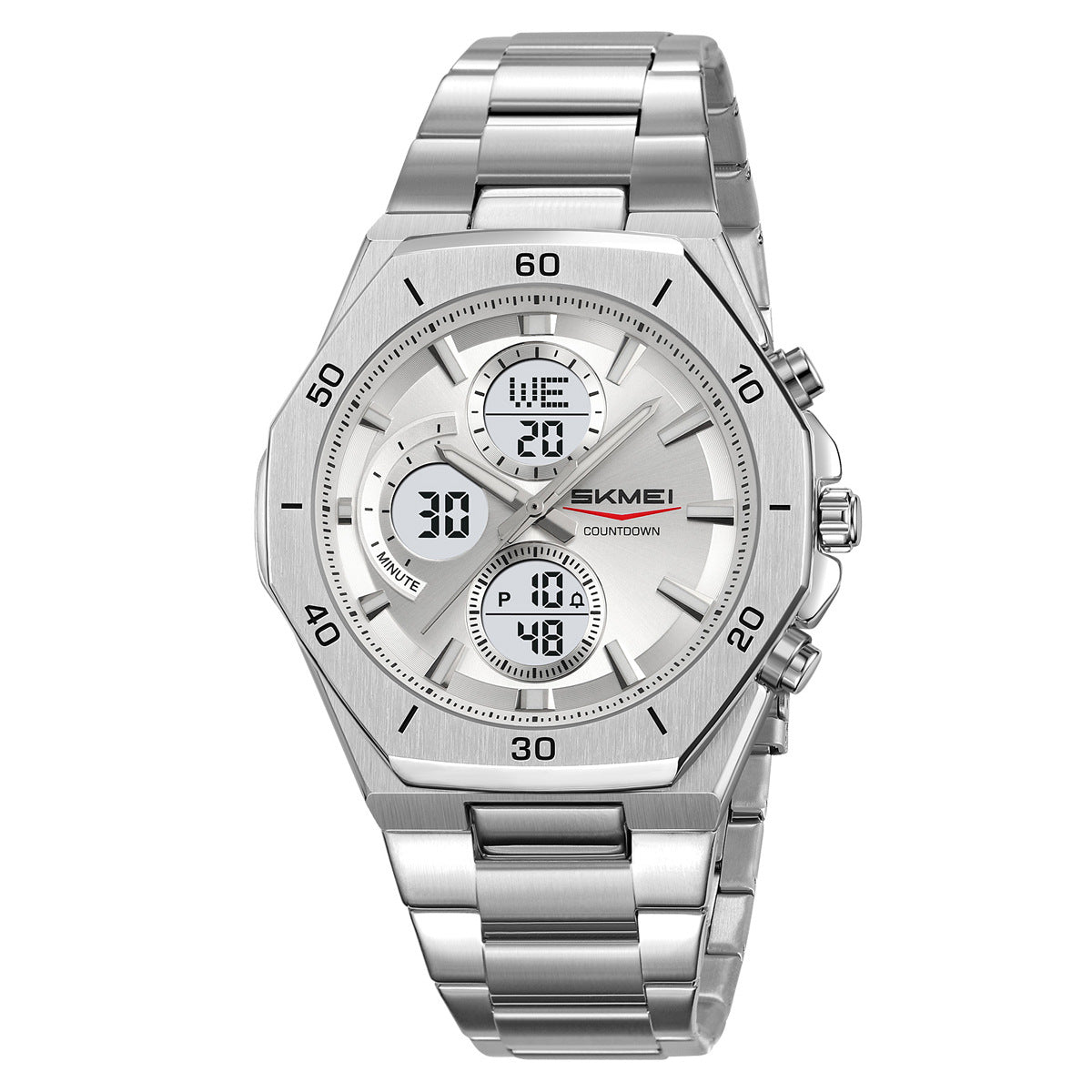 Ums Men's Steel Band Watch Dual Movement Waterproof Luminous Multi-Function Chronograph Watch Foreign Trade Cross-Border Spot Wholesale