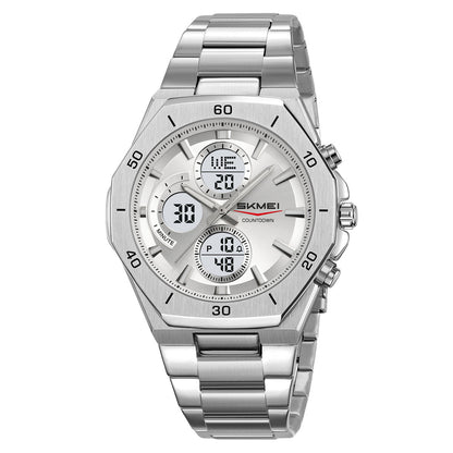 Ums Men's Steel Band Watch Dual Movement Waterproof Luminous Multi-Function Chronograph Watch Foreign Trade Cross-Border Spot Wholesale