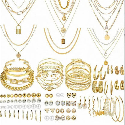 Jewelry Set New Cross-Border Hot European and American Hot Selling Imitation Pearl Alloy Jewelry Set (without Box)