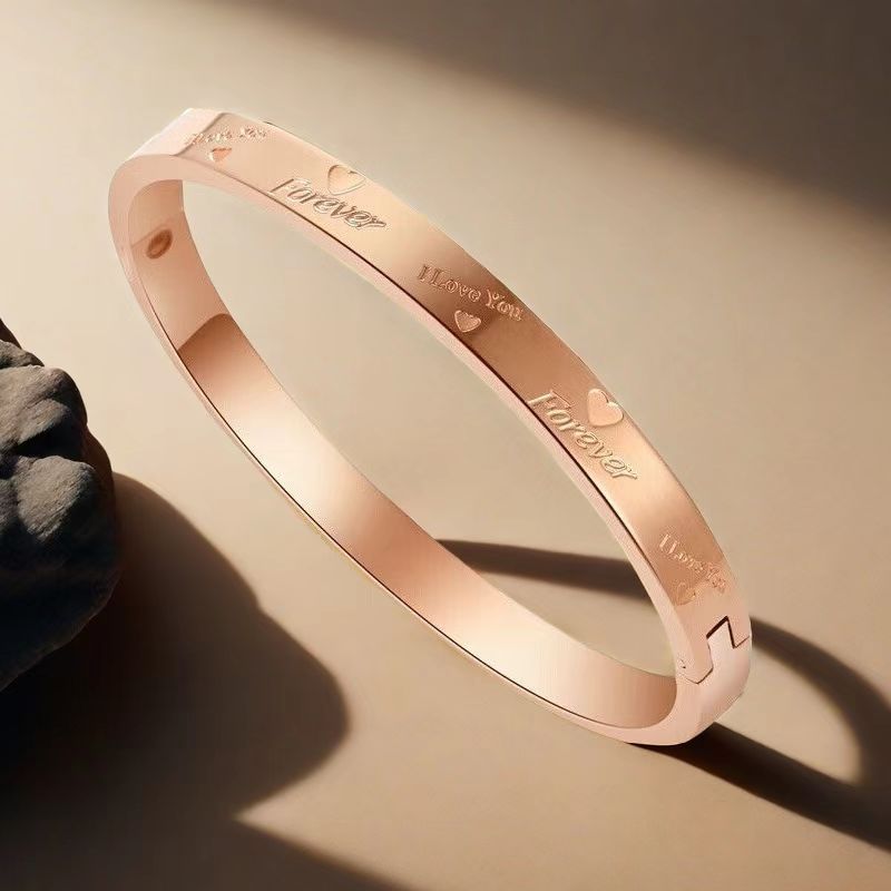 Cross-border Stainless Steel Bracelet Women's High-grade Electroplated Circle Bracelet Diamond Light Luxury Titanium Steel Fashion Jewelry