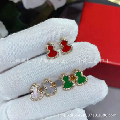 High-End Small Gourd Earrings for Women, Rose Earrings, Chinese Style Light Luxury, High-End, Temperament and Fashionable Earrings