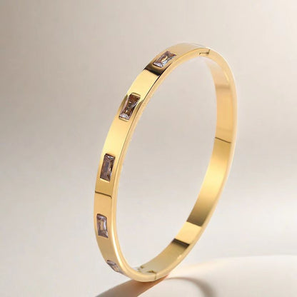Cross-border Stainless Steel Bracelet Women's High-grade Electroplated Circle Bracelet Diamond Light Luxury Titanium Steel Fashion Jewelry