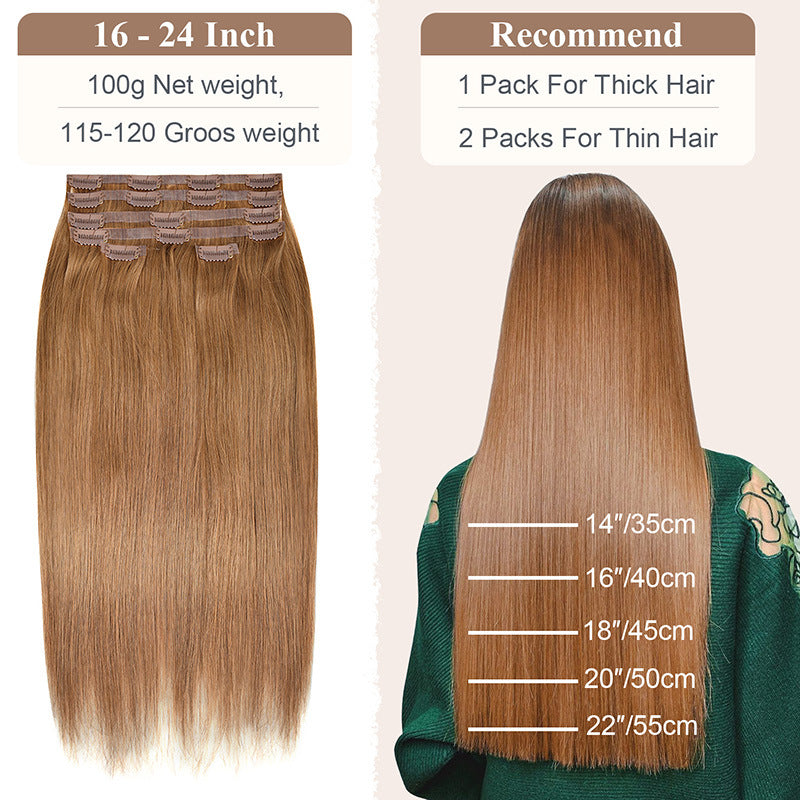 Wigs Made of Real Human Hair, Pu Clip-In Hair Extensions, Clip-In Human Hair, Cross-Border European and American Hair Extensions, Wig Pieces