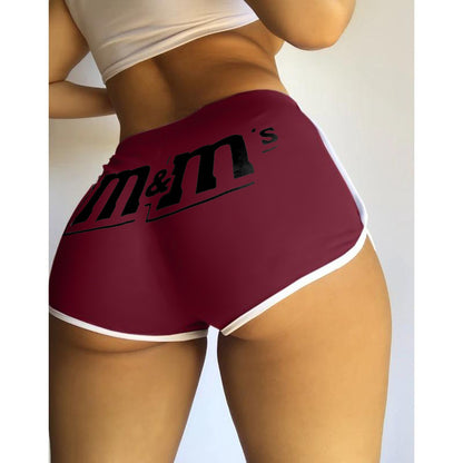 S390076 Amazon Hot Selling European and American Clothing Sexy Tight Shorts Letter Printed Popular Shorts Yoga Pants
