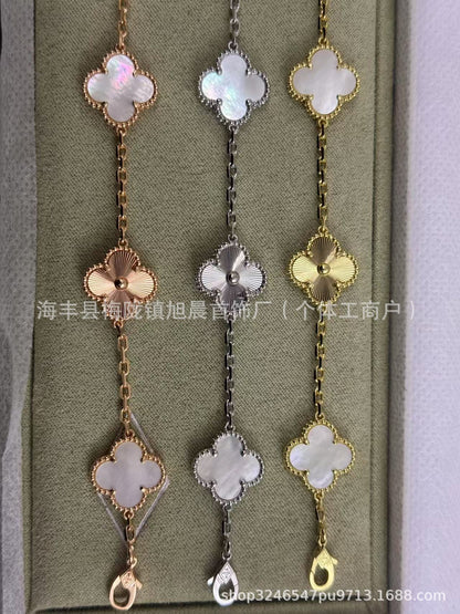 Vanjia V Gold Laser Series Clover Bracelet for Women, Personalized Versatile Fashionable New Jewelry