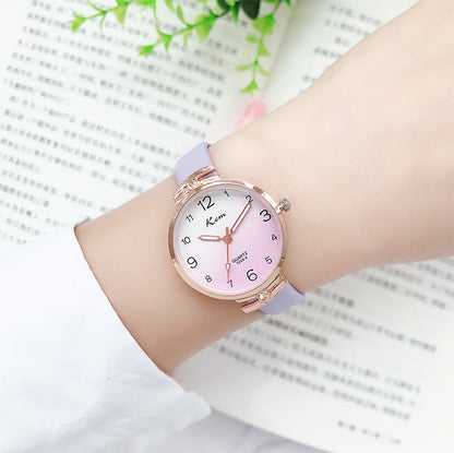 Card Mystery ins Style Student Watch Women's Harajuku Simple Gradient Thin Strap Waterproof Electronic Quartz Watch for Junior High School
