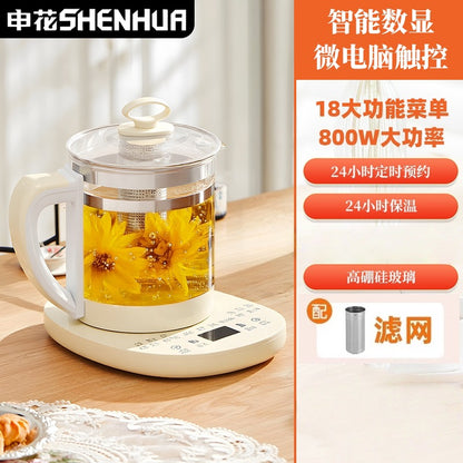 Health Pot Multi-Function Electric Kettle Boiling Water Flower Teapot Office Frying Pot Glass Boiling Flower Tea Foreign Trade Gift