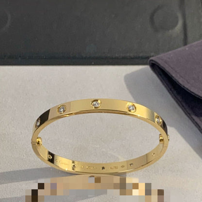 High Version V Gold Classic LOVE Five Generation Couple Bracelet Wide Version Four Diamond Ten Diamond Thick 18K Rose Gold Plating Light Luxury