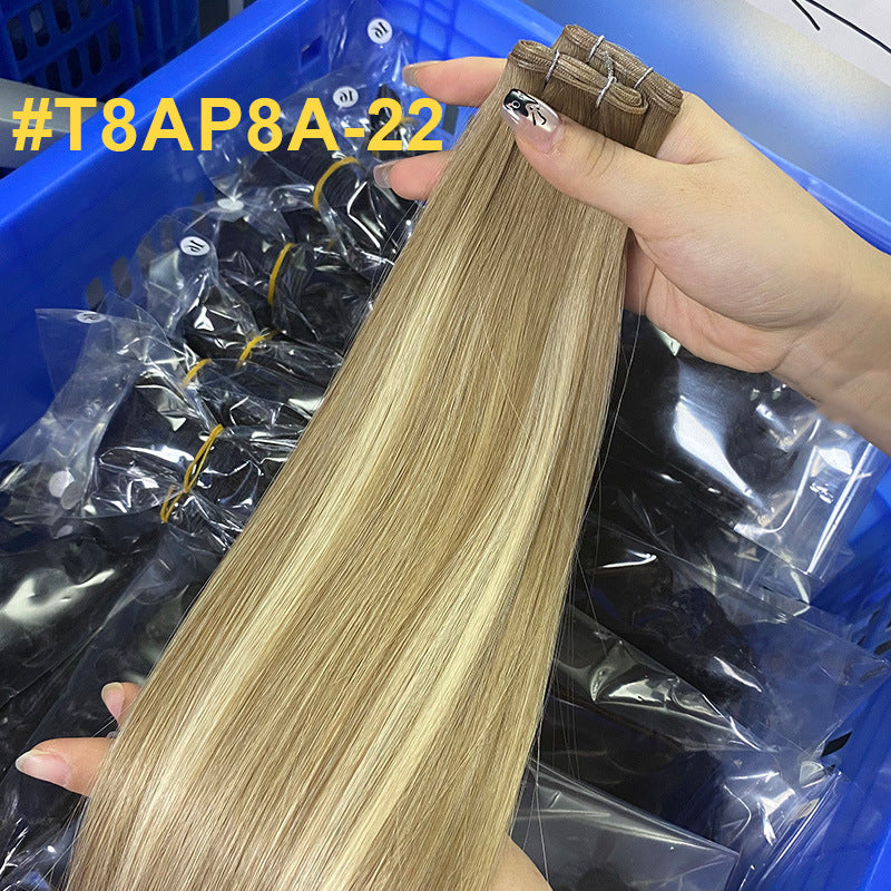 Human Hair Wig Hand Braided Hair Curtain Ladies Human Hair Genius Weft Bundles European and American Cross-Border