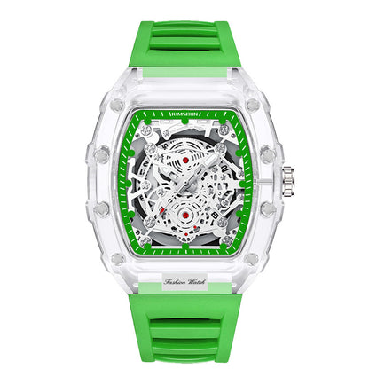 Foreign Trade Cross-Border Watch Personalized Barrel-Shaped Quartz Watch Fashionable Transparent Men's Watch Wholesale Waterproof Watch Watch