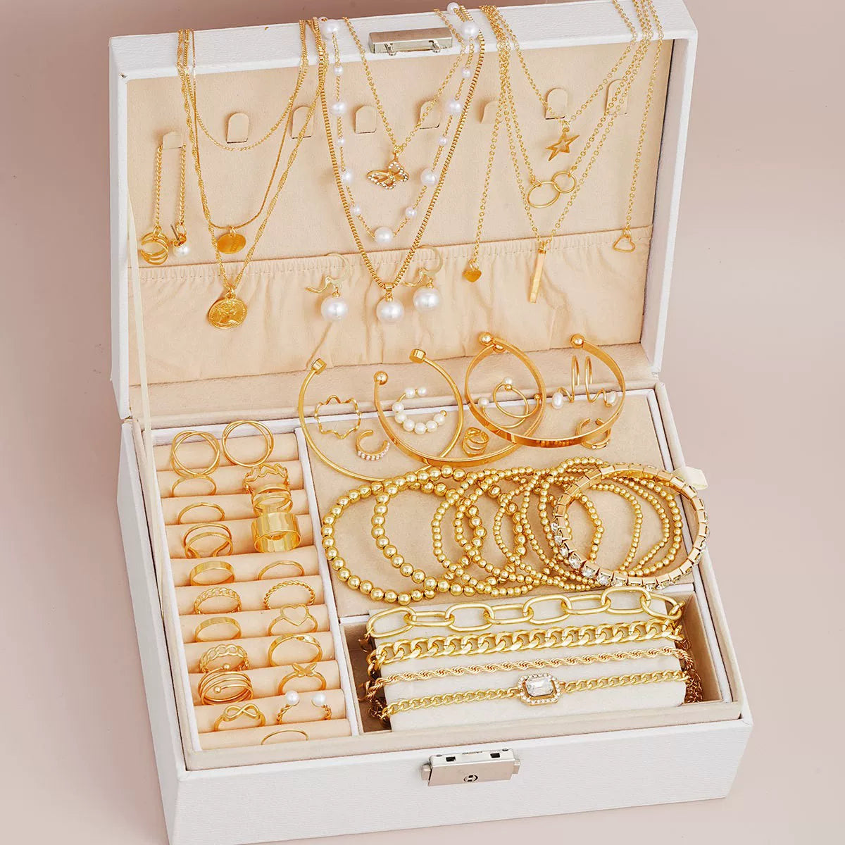 Jewelry Set New Cross-Border Hot European and American Hot Selling Imitation Pearl Alloy Jewelry Set (without Box)