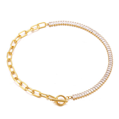 European and American cross-border new fashion light luxury white zircon Diamond all-match gold-plated titanium steel bracelet women's jewelry wholesale