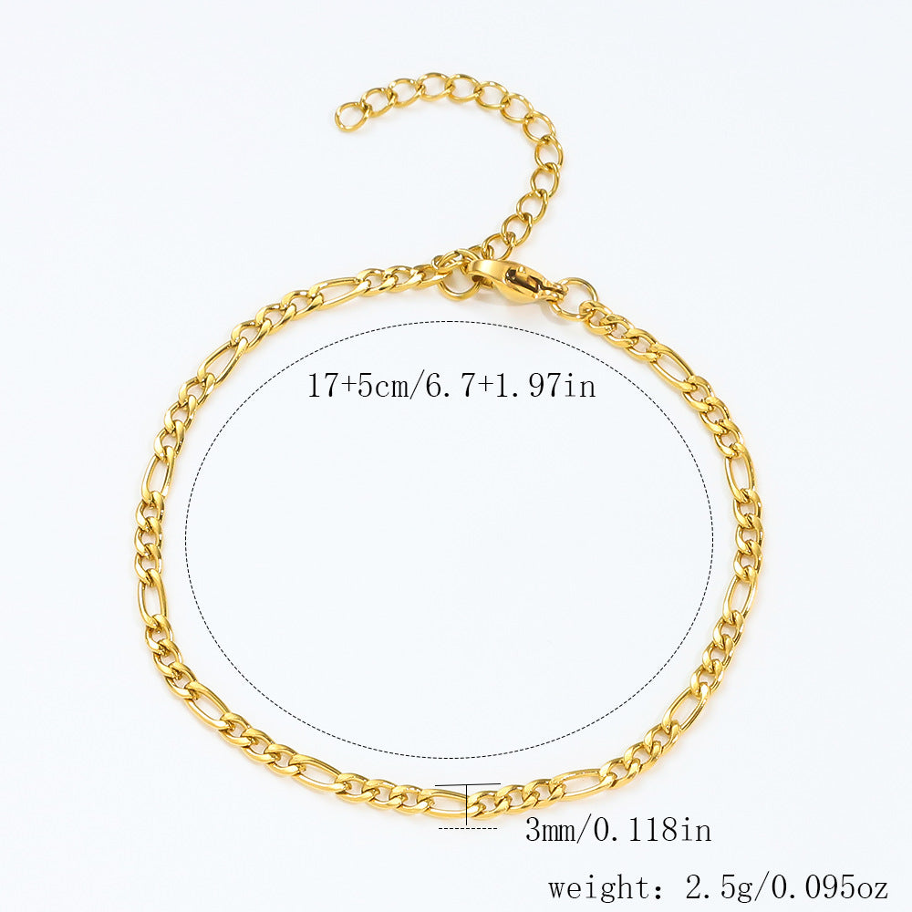 Stainless Steel Bracelet 18K Gold Vacuum Plating Furnace Versatile Simple Everyday Basic Bracelet Color-Preserving Jewelry