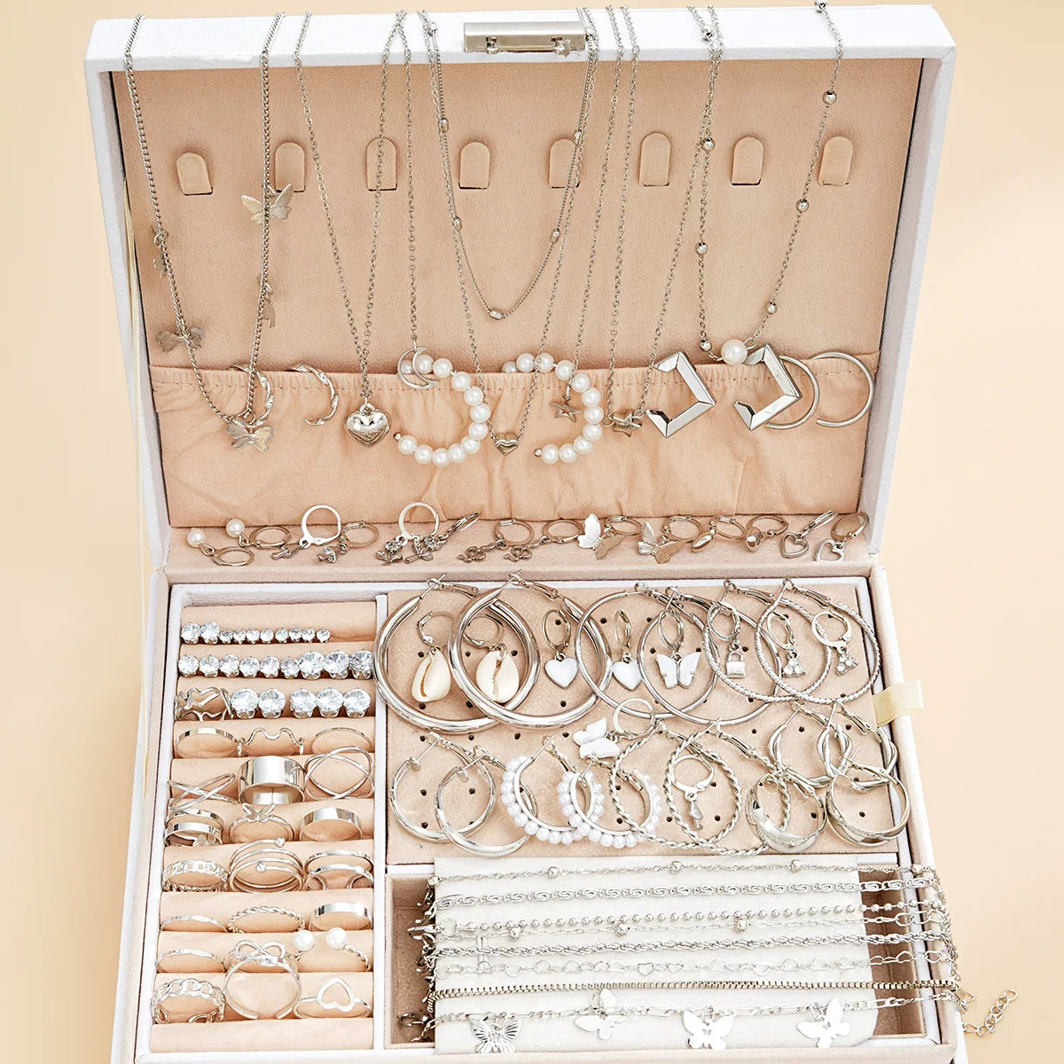 Jewelry Set New Cross-Border Hot European and American Hot Selling Imitation Pearl Alloy Jewelry Set (without Box)