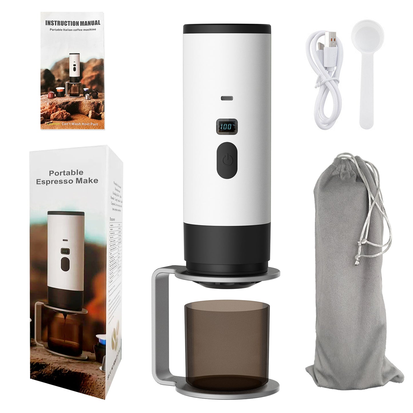 Cross-border portable capsule coffee machine automatic wireless heating small household outdoor portable coffee machine wholesale