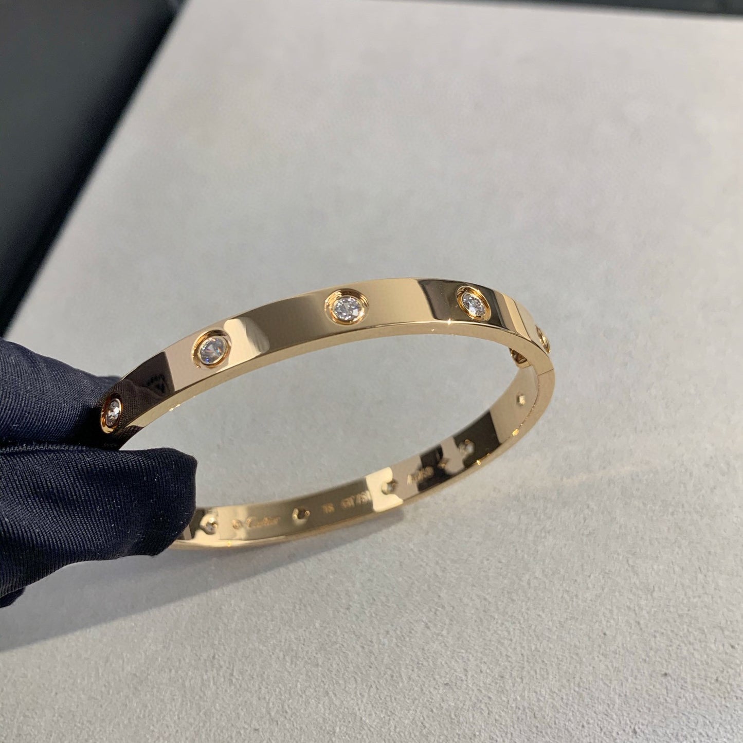 High Version V Gold Classic LOVE Five Generation Couple Bracelet Wide Version Four Diamond Ten Diamond Thick 18K Rose Gold Plating Light Luxury