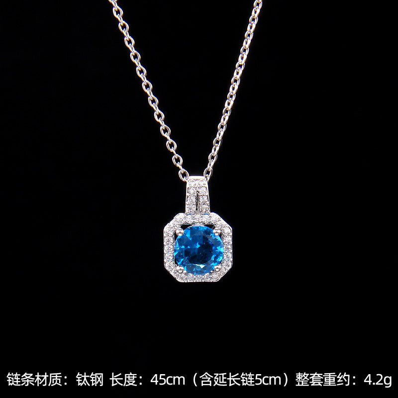 Set of Zircon Cross-Border Aliexpress Crystal Square Diamond Full Diamond Perfume Bottle Necklace Women's Jewelry Earrings Hot Selling Earrings