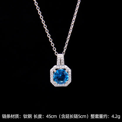 Set of Zircon Cross-Border Aliexpress Crystal Square Diamond Full Diamond Perfume Bottle Necklace Women's Jewelry Earrings Hot Selling Earrings