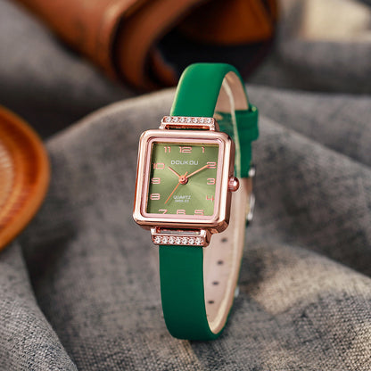 New Style Women's Watch Temperament Retro Roman Blue Needle Scale Design Simple Fashion Square Watch Quartz Watch